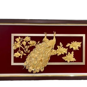 Tranh đôi công hoa mẫu đơn ngang (42x81cm)