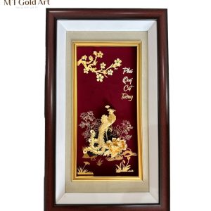 Tranh chim phượng hoàng dát vàng (40x65cm)